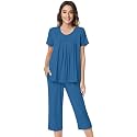 NACHILA Womens Pajamas Bamboo Viscose Pajama Set Capri Tagless Sleepwear
