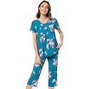 NACHILA Womens Pajamas Bamboo Viscose Pajama Set Capri Tagless Sleepwear