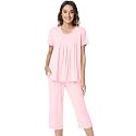 NACHILA Womens Pajamas Bamboo Viscose Pajama Set Capri Tagless Sleepwear