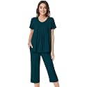 NACHILA Womens Pajamas Bamboo Viscose Pajama Set Capri Tagless Sleepwear
