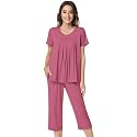 NACHILA Womens Pajamas Bamboo Viscose Pajama Set Capri Tagless Sleepwear