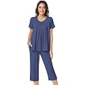 NACHILA Womens Pajamas Bamboo Viscose Pajama Set Capri Tagless Sleepwear