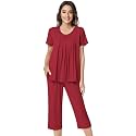 NACHILA Womens Pajamas Bamboo Viscose Pajama Set Capri Tagless Sleepwear