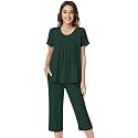 NACHILA Womens Pajamas Bamboo Viscose Pajama Set Capri Tagless Sleepwear