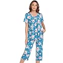 NACHILA Womens Pajamas Bamboo Viscose Pajama Set Capri Tagless Sleepwear