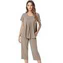 NACHILA Womens Pajamas Bamboo Viscose Pajama Set Capri Tagless Sleepwear