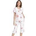 NACHILA Womens Pajamas Bamboo Viscose Pajama Set Capri Tagless Sleepwear