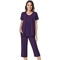 NACHILA Womens Pajamas Bamboo Viscose Pajama Set Capri Tagless Sleepwear