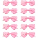 NACHLYNN 10 Pairs Heart Sunglasses Women Rimless Heart Shaped Sunglasses Candy Color Heart Glasses for Costumes Cosplay (Pink)