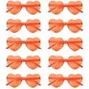 NACHLYNN 10 Pairs Heart Sunglasses Women Rimless Heart Shaped Sunglasses Candy Color Glasses for Costumes Cosplay (Orange)