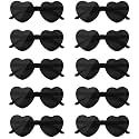 NACHLYNN 10 Pairs Heart Sunglasses Women Rimless Heart Shaped Sunglasses Candy Color Glasses for Costumes Cosplay (Black)