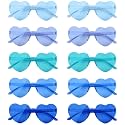 NACHLYNN 10 Pairs Heart Sunglasses Women Rimless Heart Shaped Sunglasses Candy Color Glasses for Costumes Cosplay (Blue Series)