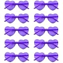 NACHLYNN 10 Pairs Heart Sunglasses Women Rimless Heart Shaped Sunglasses Candy Color Glasses for Costumes Cosplay (Purple)