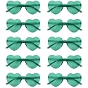 NACHLYNN 10 Pairs Heart Sunglasses Women Rimless Heart Shaped Sunglasses Candy Color Glasses for Costumes Cosplay (Green)