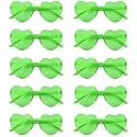 NACHLYNN 10 Pairs Heart Sunglasses Women Rimless Heart Shaped Sunglasses Candy Color Glasses for Costumes Cosplay (Fluorescent Green)