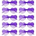 NACHLYNN 10 Pairs Heart Sunglasses Women Rimless Heart Shaped Sunglasses Candy Color Glasses for Costumes Cosplay (Gradient Purple)