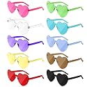 NACHLYNN 10 Pairs Heart Sunglasses Women Rimless Heart Shaped Sunglasses Candy Color Glasses for Costumes Cosplay (Rainbow)
