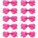 NACHLYNN 10 Pairs Heart Sunglasses Women Rimless Heart Shaped Sunglasses Candy Color Glasses for Costumes Cosplay (Rose Red)