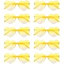 NACHLYNN 10 Pairs Heart Sunglasses Women Rimless Heart Shaped Sunglasses Candy Color Glasses for Costumes Cosplay (Gradient Yellow)