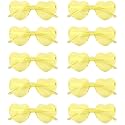 NACHLYNN 10 Pairs Heart Sunglasses Women Rimless Heart Shaped Sunglasses Candy Color Glasses for Costumes Cosplay (Yellow)