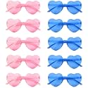 NACHLYNN 10 Pairs Heart Sunglasses Women Rimless Heart Shaped Sunglasses Candy Color Glasses for Costumes Cosplay (Pink, Blue)