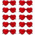 NACHLYNN 10 Pairs Heart Sunglasses Women Rimless Heart Shaped Sunglasses Candy Color Glasses for Costumes Cosplay (Red)