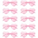 NACHLYNN 10 Pairs Heart Sunglasses Women Rimless Heart Shaped Sunglasses Candy Color Glasses for Costumes Cosplay (Light Pink)
