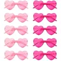 NACHLYNN 10 Pairs Heart Sunglasses Women Rimless Heart Shaped Sunglasses Candy Color Glasses for Costumes Cosplay (Pink, Rose Red)
