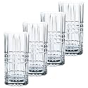 Nachtmann Square Collection Crystal 6-inch Long Drink, Set of 4, Clear Glass, for Cocktails or Drinking Water Beverages,15-Ounce Capacity, Dishwasher Safe (Imported from Germany)