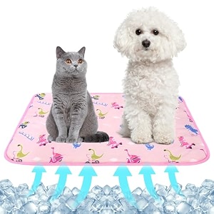 nacoco summer pet cooling mat - cat dog cushion pad sleeping cool dinosaurs comfortable soft for pets kids and adults pink dinosaur s