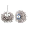 NACX Nylon Wheel Brush, Woodwork Polish Grinder Brush, 80 Grits Abrasive Grinding Head with 6mm Threaded Shank, 2Pcs