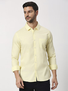 NADASM Men Solid Casual Yellow Shirt