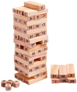 nafhotoz classic timber tower wood block stacking game brown