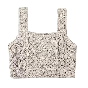 NAIADES Womens Handmade Crochet Crop Top Sleeveless