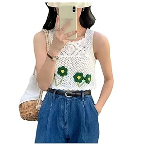 NAIADES Womens Handmade Crochet Crop Top Sleeveless