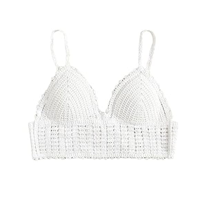 NAIADES Womens Handmade Crochet Crop Top Sleeveless