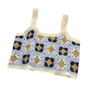 NAIADES Womens Handmade Crochet Crop Top Sleeveless