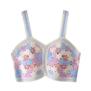 NAIADES Womens Handmade Crochet Crop Top Sleeveless
