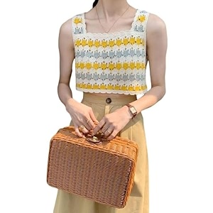 NAIADES Womens Handmade Crochet Crop Top Sleeveless