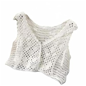 NAIADES Womens Handmade Crochet Crop Top Sleeveless