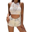 NAIADES Women39s Handmade Crochet Crop Top Sleeveless