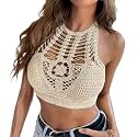NAIADES Women39s Handmade Crochet Crop Top Sleeveless