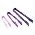 Tongs Plastic Serving Tongs for Kitchen Reusable Utensils Set Heavy Duty Scalloped Salad Tongs, Food Safe Material, Perfect for Buffets and BBQ (Purple)