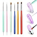 Nail Art Brushes, 6pcs Nail Tool Set, Double Headed Point Color Nail Tools, Long/Short Striped Nail Art Brushes, Suitable For Nail Design.