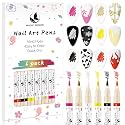 Nail Art Pens Set, 6 Colors Nail Art Markers, Quick-Drying Acrylic Paint Markers, Nail Polish Pens for Nail Point Graffiti, Dotting Liner Brush for DIY Nail Design, Home & Salon Manicure Tools