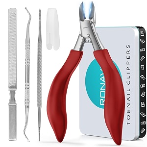 nail clipper set for adult ingrown toenails ronavo heavy duty toe nail clippers seniors thick nails long handle large toenail clippers for ingrown nails 4pcsred
