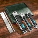 Nail Clippers Set (5 Pack), Including 1 Stainless Steel Nail Clipper, 1 Angled Toenail Clipper, 1 Large Fingernail Clipper, 1 Nano Nail File, and 1 Ear Pick; Suitable Nail Clippers for Men(Black)