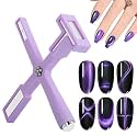 Nail Magnet Set, Upgraded 5 in 1 Multi-Function Nail Magnet Pens with Silicone Protective Case, Magnetic Nail Polish Magnet Wand for Nails Cat Eye Nail Design Tools Nail Art Accessories(Purple)