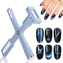 Nail Magnet Set, Upgraded 5 in 1 Multi-Function Nail Magnet Pens with Silicone Protective Case, Magnetic Nail Polish Magnet Wand for Nails Cat Eye Nail Design Tools Nail Art Accessories(Blue)
