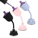 Nail Polish Bottle Holder, Rose-Shaped with 360° Rotating Stem, Tilted for No-Spill, Strong Suction Cup, All-Bottle Fit (3-Pack Pink/Black/Blue)
